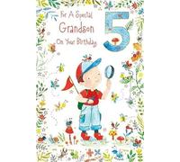 Paper Rose Special Grandson 5th Birthday Card - Age 5 - Nature Explorer with Foil Details - Eco-Friendly and Recyclable