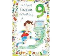 Paper Rose Special Grandson 9th Birthday Card - Age 9 - Footballer Scoring Goal with Foil Details - Eco-Friendly and Recyclable