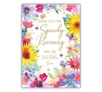 Paper Rose Speedy Recovery Card for Her - Colourful Floral Design - Get Well Soon Card for Friend, Mum, Sister or Female Family Member - Foil Finish.