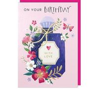 Paper Rose - Stunning Happy Birthday Card, Glamourous Perfume Bottle Design, from the Dottie Garden Range by Georgia Breeze. Birthday Card for Her