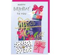 Paper Rose - Stunning Happy Birthday Card, Lovely Stacked Presents Design, from the Dottie Garden Range by Georgia Breeze. Birthday Card for Her