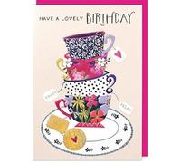 Paper Rose - Stunning Happy Birthday Card, Lovely Tea Party Design, from the Dottie Garden Range by Georgia Breeze. Birthday Card for Her