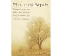 Paper Rose Sympathy Card with Tree Landscape Design, Comforting Verse Inside, Muted Tones, Thinking of You Message