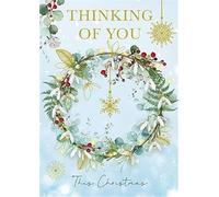 Paper Rose Thinking of You Christmas Card - Snowdrop Wreath Design - Foil Finish - Christmas Greeting Card