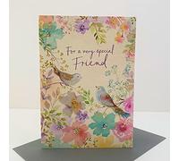 Paper Rose Very Special Friend Birthday Card - Birds Flowers