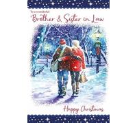 Paper Rose Wonderful Brother and Sister-in-Law Christmas Card - Couple Walking Through Snowy Park with a Flitter Finish - Eco-Friendly and Recyclable
