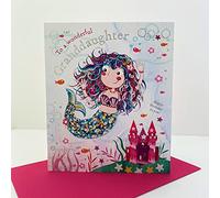 Paper Rose Wonderful Granddaughter Birthday Card - Mermaid Fairycastle