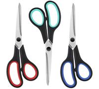 Paper Scissors 3 Pack, Sturdy 8" Stainless Steel Office Scissors with Ultra Sharp 2.5mm Blades, Comfort-Grip Handles, Multipurpose Shears for Home School Office Art Craft Sewing Tailor