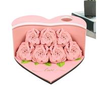 Paper Sculpture - 198G Paper, Non-Adhesive Flower Shape Postal Notes, Sticky Notes, Sculpture Art Notebook with Non-Stick Sticky Notes, Pen Holder and Bookmark, Carving Notes, Emergency