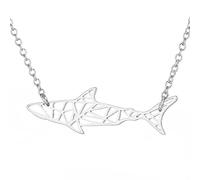 Paper Shark Necklace Fashion Sea Fish Whale Animal Necklace Origami Shark Pendant Gift for Women Teens, Zinc, No Gemstone