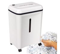 Paper Shredder, Electric Cross-Cut Shredder with 15L Capacity and Universal Casters, 6-Sheet Capacity for Office, Home, and School