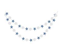Paper Star Hanging Decoration, 2 Pcs Fresh Blue Stars and White Circles Background Banner Decorations, for Wedding Birthday Christmas Room