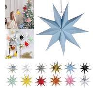 Paper Star Lanterns Christmas Decorations Stars Paper Lampshades Christmas Tree Hanging Decoration Xmas Crafts Vintage Baubles Coloured Star Gifts for Ceiling Window Home Party 30CM Sky Blue
