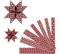 Paper Star Strips, W: 15+25 mm, D: 6,5+11,5 cm, white, red, classic, 60pcs