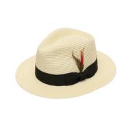 Paper Straw Fedora Hat with Ribbon Band - Lightweight Breathable Unisex Panama Style Sun Hat for Men & Women, Wide Brim Summer Beach Holiday Hat (UK, Alpha, XL, X-Large: 7 1/2 (61 cm), Cream)