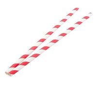 Paper Straws Red Stripes Set of 50 Biodegradable Compostable Drinking Party Straws - Eco-Friendly PLA Material - 7.75" (20cm) Length-BPA Free, Plant Based and Food-Safe (50 Count (20cm), Red Stripes)