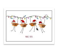 Paper Themes 10 pack of Luxury Large Christmas Cards with Envelopes (Mince Spies)