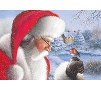 Paper Themes 10 pack of Luxury Large Christmas Cards with Envelopes (Santa and Robin)