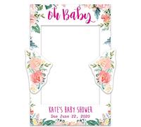 Paper Themes Large Personalised Baby Shower Selfie Frame Deluxe - Pastel Flowers Baby Shower Selfie Frame