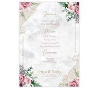 Paper Themes Personalised A5 Wedding Menu Cards for Weddings | Parties | Celebrations (Patterned Rose)