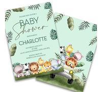 Paper Themes Personalised Baby Shower Party Invitations (Safari 24pk)