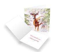 Paper Themes Personalised Christmas Cards Pack of 20- Cute Deer