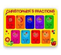 Paper Themes Personalised Educational Placemats for Kids Childrens Named Table Mat - Fractions