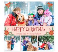 Paper Themes Personalised Photo Upload Christmas Card Packs (Christmas Poinsettia 6pk)