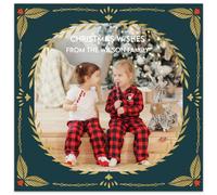 Paper Themes Personalised Photo Upload Christmas Card Packs (Gold Leaves Pattern 6pk)