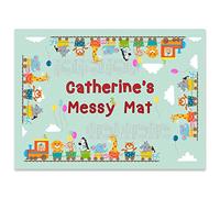 Paper Themes Play Mat Kids Messy Mat Paint sheet Playdough mat Arts and crafts splash mat - Animals on The Train X-LARGE