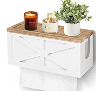 Paper Towel Dispenser Wall Mount, Paper Towel Holder Wall Mounted with Lid, Solid Wood Commercial C-Fold, Z-Fold, Trifold Hand Paper Towel Holder Dispenser Hand Towel Holder for Bathroom Decor(White)