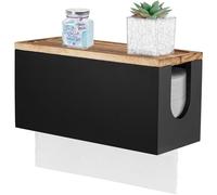Paper Towel Dispenser Wall Mount, Wooden Bathroom Paper Towel Holder with Lid for Home and Commercial, Countertop C-Fold, Z-Fold, Trifold Paper Hand Towel Dispenser for Bathroom Kitchen Office, Black