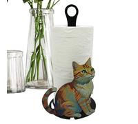 Paper Towel Holder, Cat Shaped Tear Dispenser for Easy Roll Access, Decorative Accent with Fun Function, Napkin Stand for Bathroom, RV, Farmhouse, Kids Room, Black Finish, 13x6x6 Inches