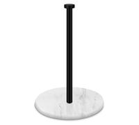 Paper Towel Holder Countertop with 18cm Weighted Marble Base Modern Standing Paper Roll Holder with Stainless Steel Stand, Paper Towel Holder for Kitchen and Bathroom (White and Black)