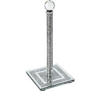 Paper Towel Holder Heavy Weighted Base Crystal Glass Paper Towel Dispenser Kitchen Steady Bathroom Towel Roll Stand Organizer Paper Roll Holder for Countertop Crystal Glass Silver
