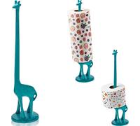 Paper Towel Holder or Free Standing Toilet Paper Holder- Cast Iron Giraffe Paper Holder - Bathroom Toilet Paper Holder or Stand Up Paper Towel Holder - Rustic Blue w/Vintage Finish by Comfify