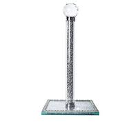 Paper Towel Holder Stand, Silver Countertop Paper Towel Roll Dispenser Holders with Square Base,Tissue Holder Filled with Sparkly Crystal Crushed Diamond House Decor for Kitchen Bathroom, Heavy Weight