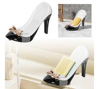 Paper Towel Holder Under Cabinet High Heels Soap Dish Self Draining Soap Dish Shower Suction Cup Stand to Keep Dry Rack Tray Storage Bathroom Hand (B, 14. 2X9. 8X8cm)