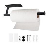 Paper Towel Holder -Under Cabinet Paper Towel Holder Wall Mount Magnetic Paper Kitchen Towel Holder Rack Hanger SUS304 Stainless Steel 13inch Paper Holders for Bathroom Accessories (1,Black)