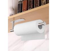 Paper Towel Holder Under Cabinet Self-Adhesive or Drilling Wall Mounted Paper Towel Rack for Kitchen Roll Holder 1 Pack Silvery