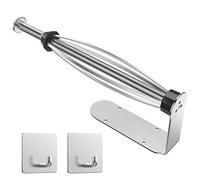 Paper Towel Holder Under Cabinet + Towel Robe Hooks, Single Hand Operable Under Cabinet Paper Towel Holder with Damping Effect Adhesive Wall Mount Paper Towel Rack for Bathroom Kitchen(Silver)