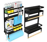 Paper Towel Holder with Shelf, 2-in-1 Magnetic Shelf, Heavy Duty Rustic Paper Towel Holder with 5 Removable Hooks, Tissue Holder for Tool Shed, Garage, Workbench, Kitchen, Craft Room, or Laundry Room