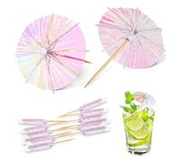 Paper Umbrellas Cocktail, 50Pcs Laser Pink Paper Umbrella Cake Decorating Kit, Umbrella Cupcake Toppers, Perfect Cocktail Accessories and Decorations for Drinks