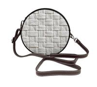 Paper Weaving Texture Women Round Crossbody Bags Leather Sling Bag Purse