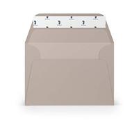PAPERADO 50 envelopes DIN C6 self-adhesive with silk lining taupe ribbed light brown mud 100 g/m² envelope without window 11.4 x 16.2 cm envelopes with wide closure flap