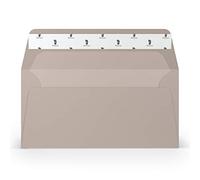 PAPERADO 50 envelopes DIN long/DL self-adhesive with silk lining taupe ribbed light brown mud 100 g/m² envelope without window 22 x 11 cm envelopes with self-adhesive wide flap