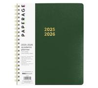 PAPERAGE 17 Month Academic Planner 2025-2026, Weekly & Monthly Spreads, August 2025 - December 2026, Large (8.5 in x 11 in), Dark Green