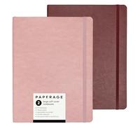 PAPERAGE 2-Pack Softcover Lined Journal Notebook (Blush & Burgundy), 176 Pages, Large B5 College Ruled Notebook, 7.6 inches x 10 inches - 100 GSM Thick Premium Paper, Soft Vegan Leather Journal for