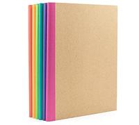 PAPERAGE 6-Pack Composition Notebook Journals, 120 Pages, Kraft Cover with Rainbow Spines, College Ruled Lined Paper, Small Size (8 in x 5.75 in) - for School, Office, or at-Home Use