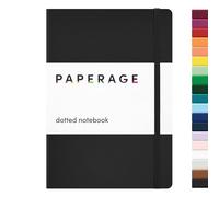 PAPERAGE Dotted Journal Bullet Notebook, Hard Cover, Medium 5.7 x 8 inches, 100 GSM Thick Paper (Black, Dotted)